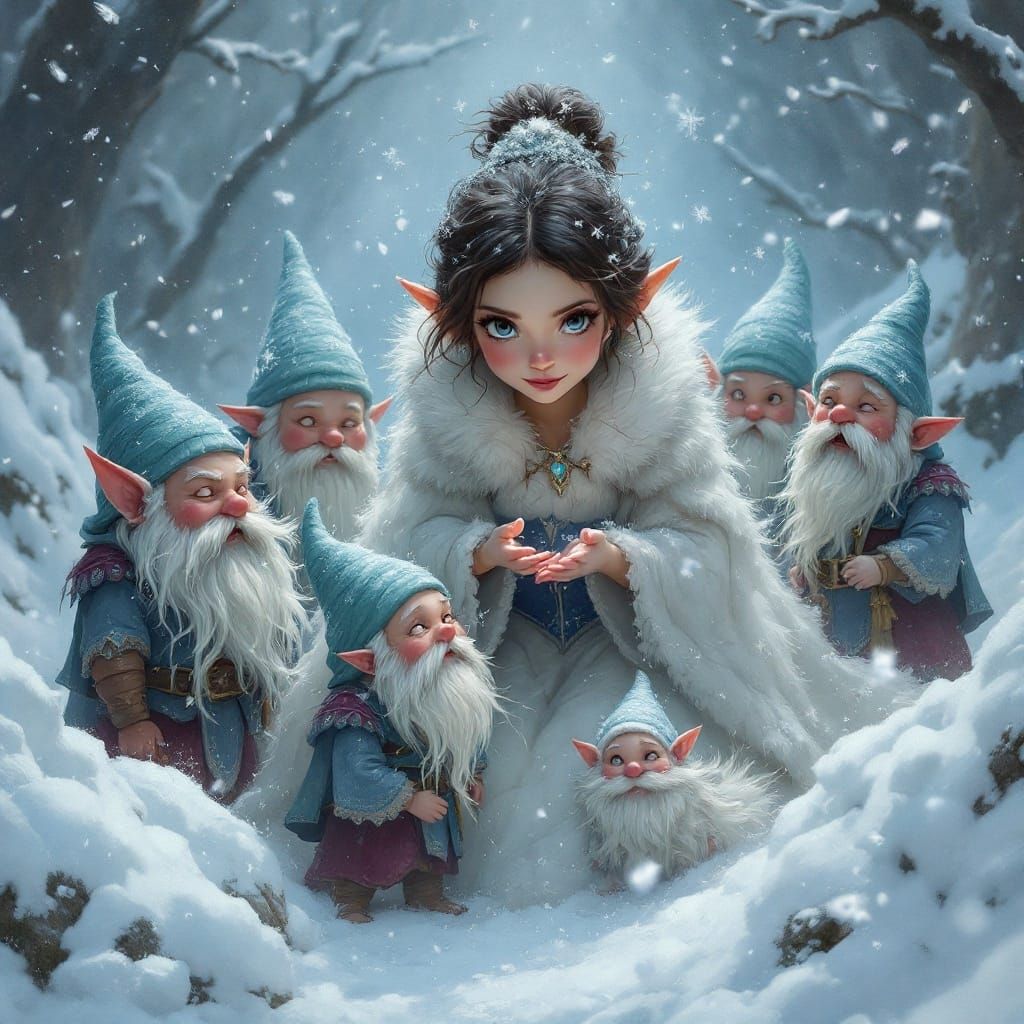 Snow White and the Seven Dwarven Elves in a Winter Wonderlan...