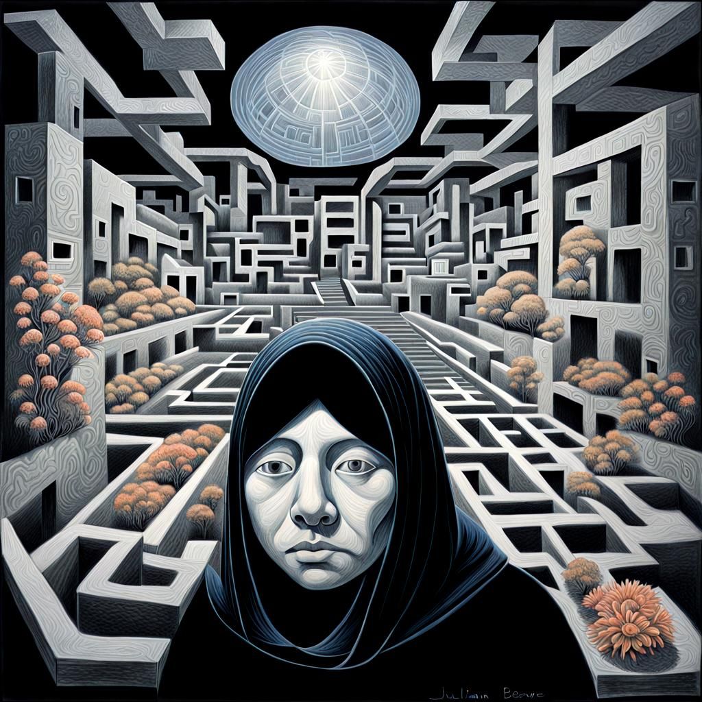 Surreal Underground Maze in Chalk Art Style