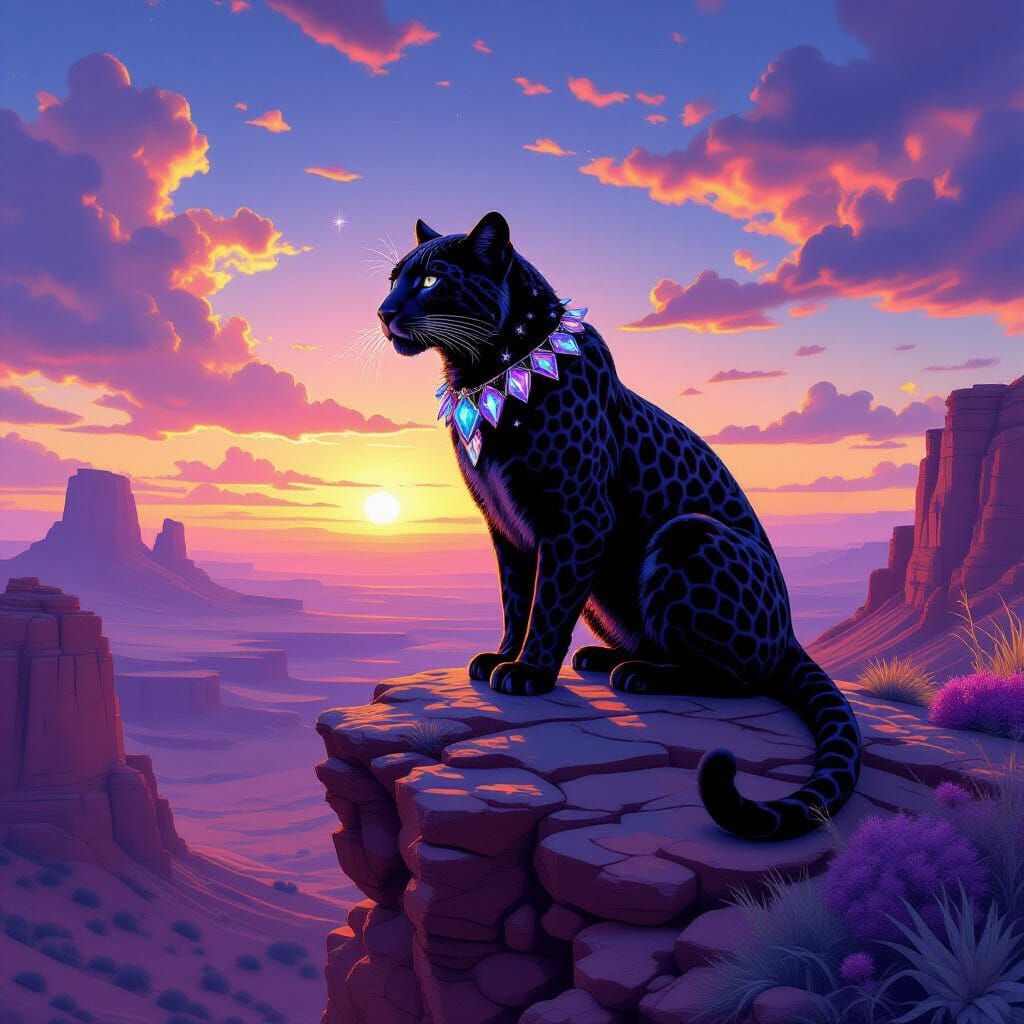 Crystal Leopard on Amethyst Mesa at Sunset