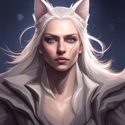 Ghost Cat Portrait in Hyperdetailed Art Nouveau Style