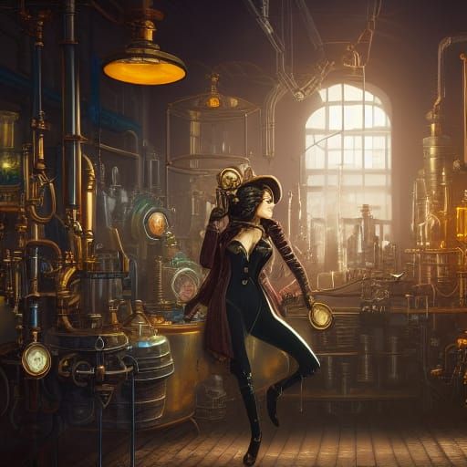 Steampunk Alchemist in Detailed Matte Painting