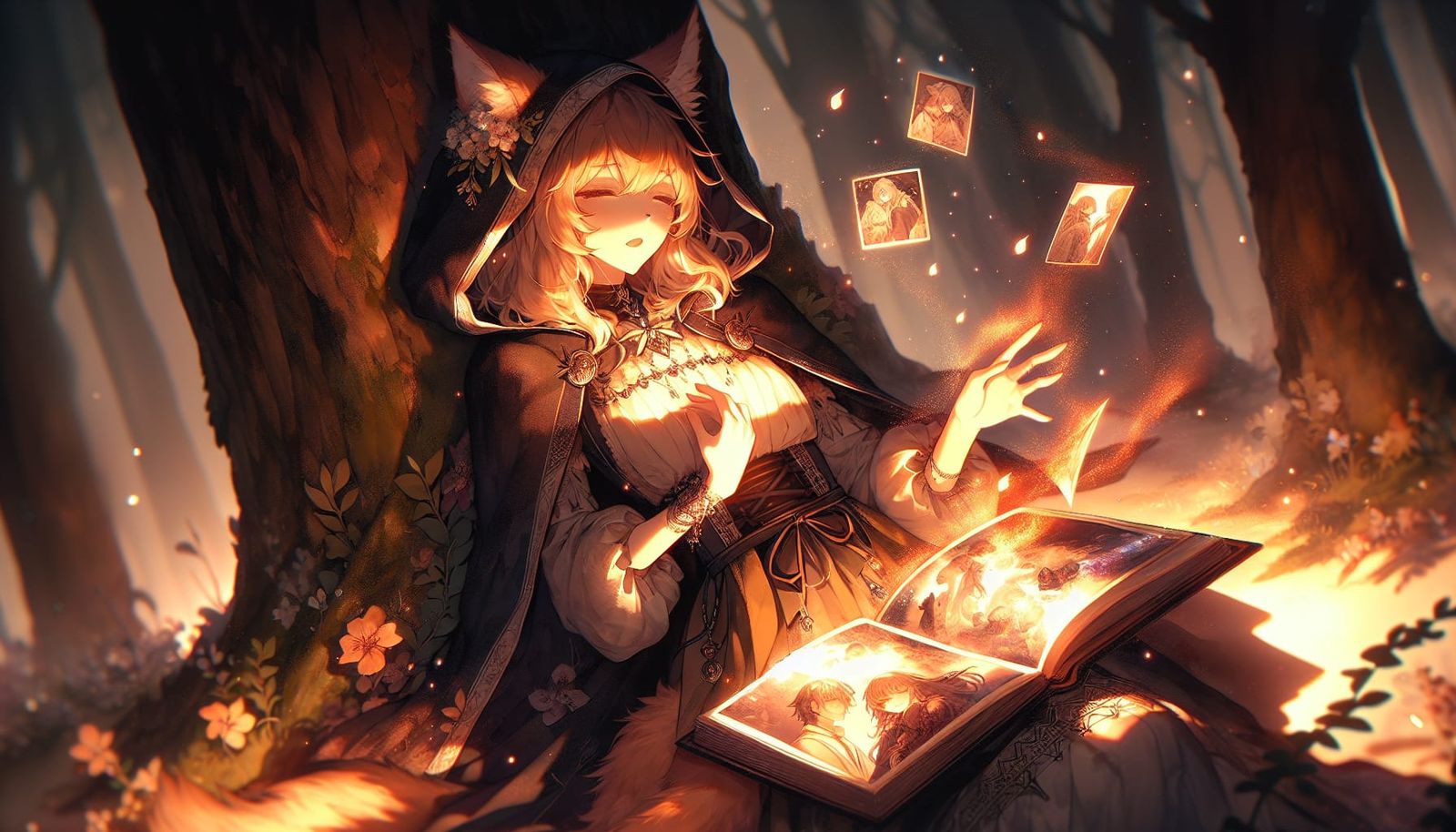 Enchanting Lynx Reading a Romantic Anime Book