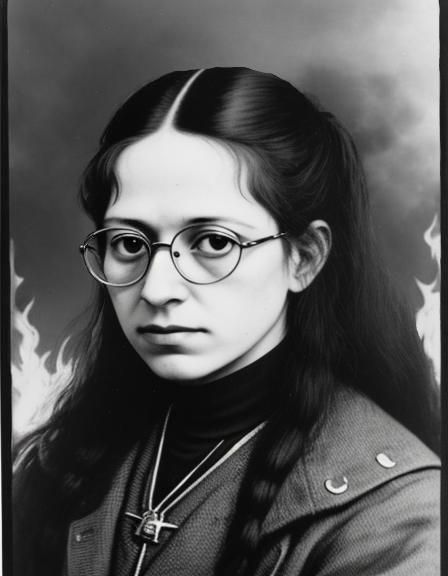 Shulamith Firestone Portrait with Flames