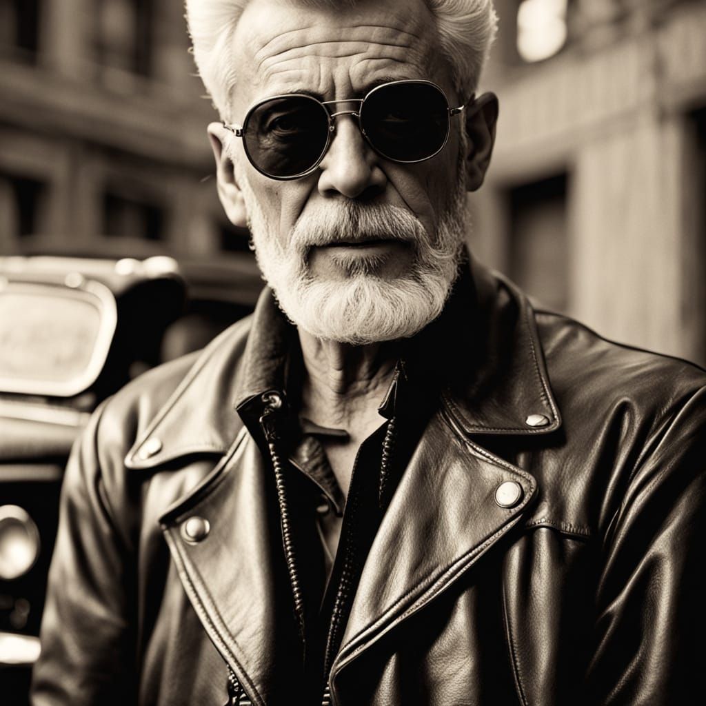 Film Noir Rockstar Surrounded by Cameras