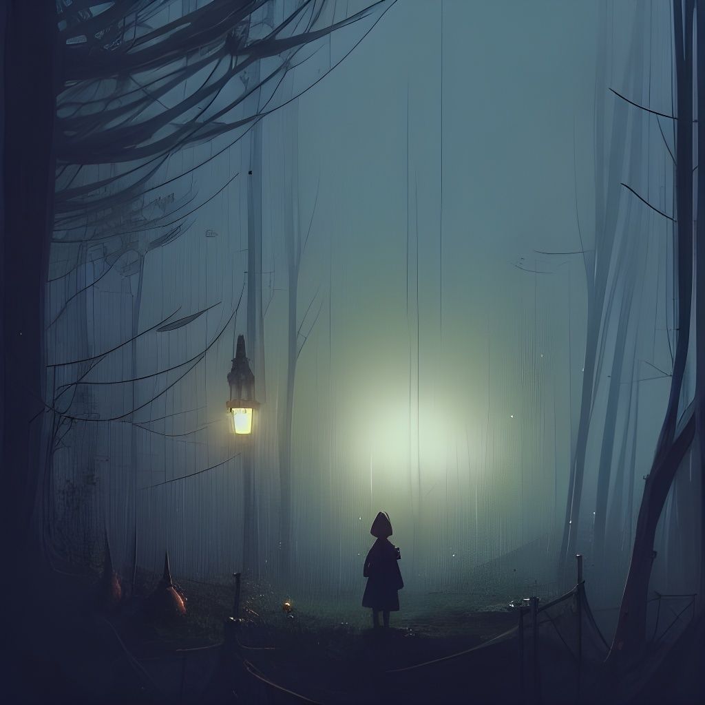 Dreamy Dark Night Digital Illustration