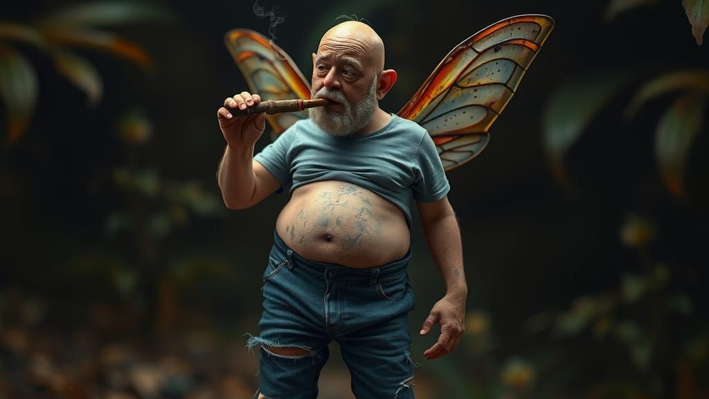 Humorous Fairy Portrait in Gritty, Whimsical Style