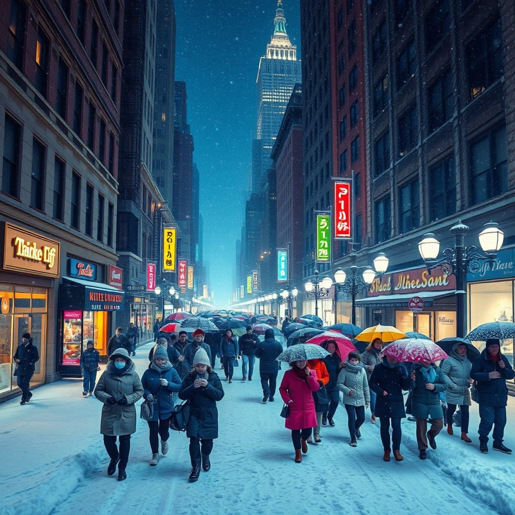 Winter Wonder in New York City: A Magical Nighttime Scene