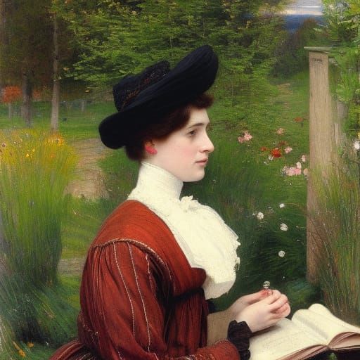 Victorian Man Studies Medieval Book in Oil Painting