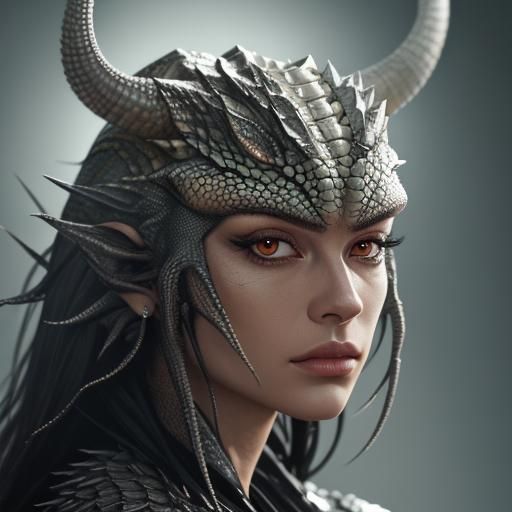 Hyper-Realistic Lizard Demon Portrait in Macro