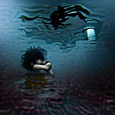 Submerged Figure Reaching for Light