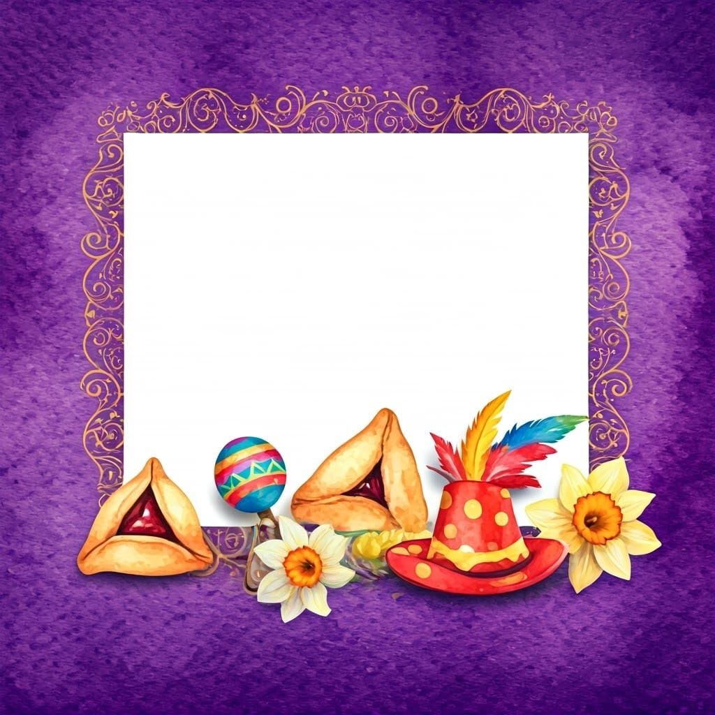 Vibrant Watercolor Celebration of Purim