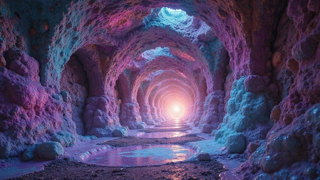 Infinite Fractal Cathedral of Shifting Light