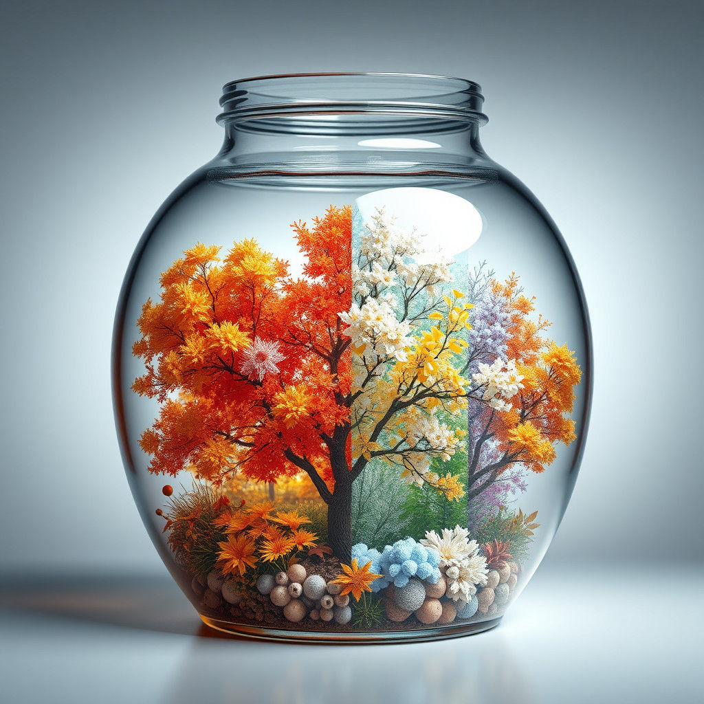 Four Seasons in a Jar: Hyper-Realistic Digital Art