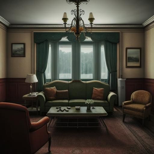 Vintage Family Lounge with Ghostly Visitor