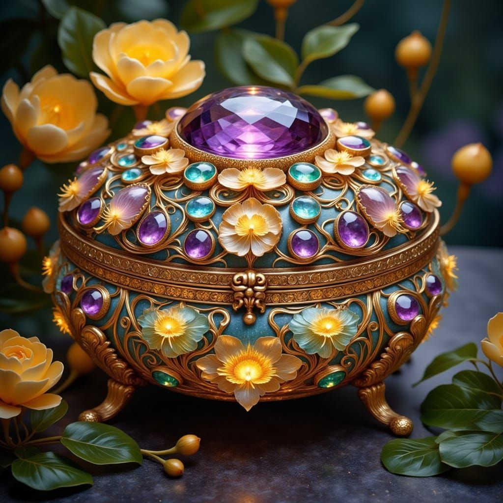 Glowing Opulent Jewellery Box in Art Nouveau Style