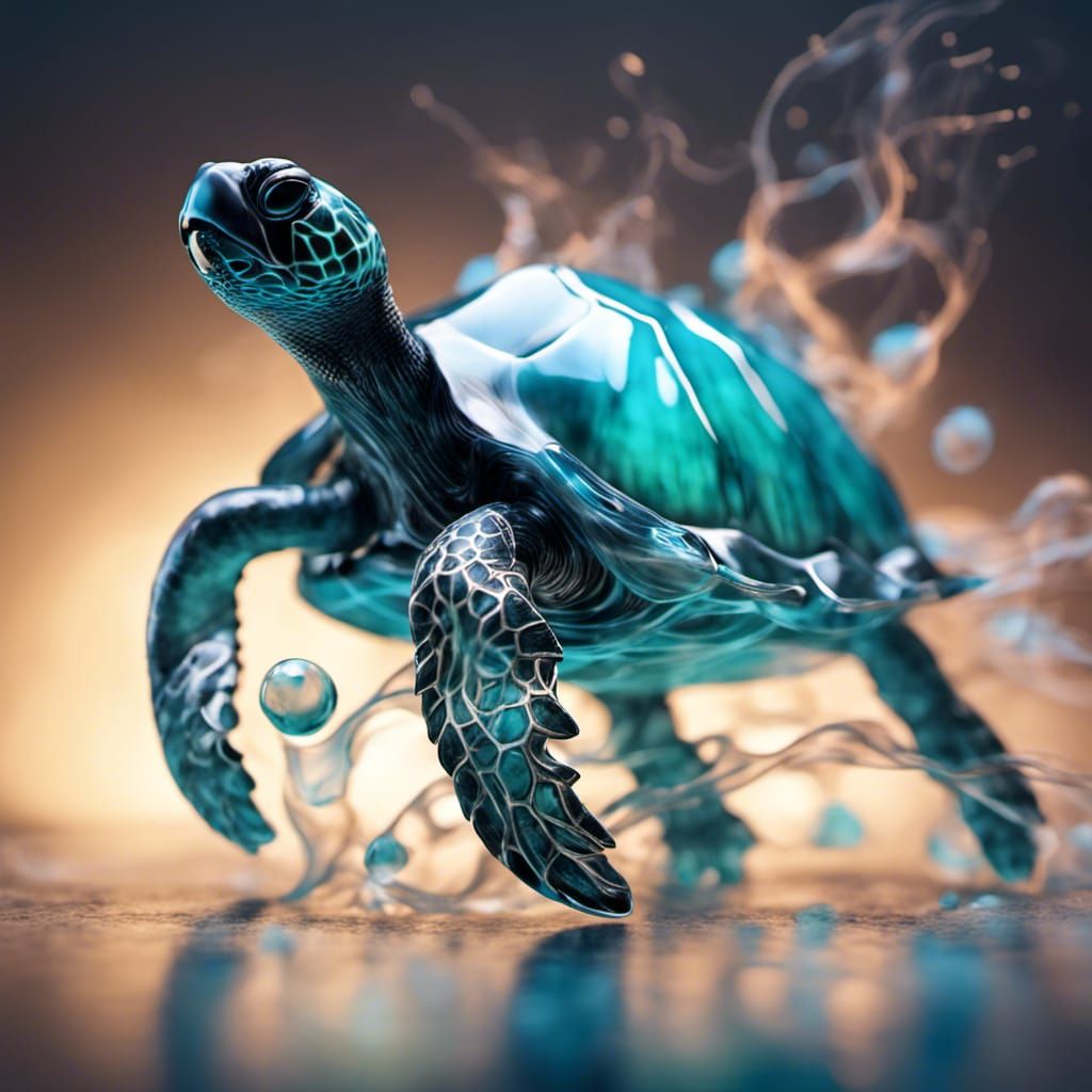 Blown Glass Sea Turtle Figurine with Cosmic Energy