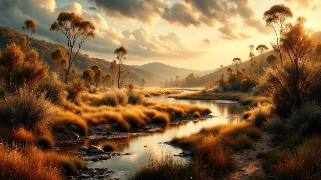 Australian Bush Rivers in Hyperrealistic Style