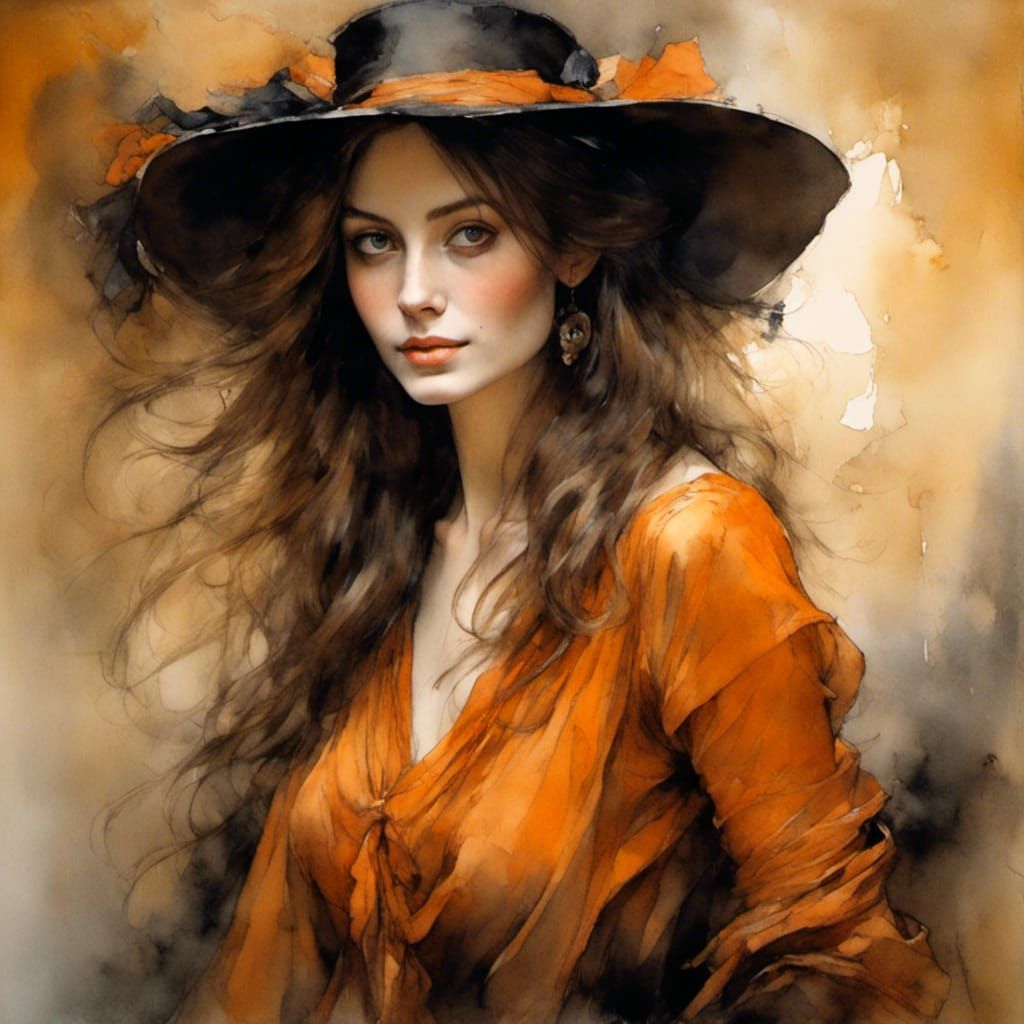 Elegant Portrait of Woman in Hat with Soft Focus