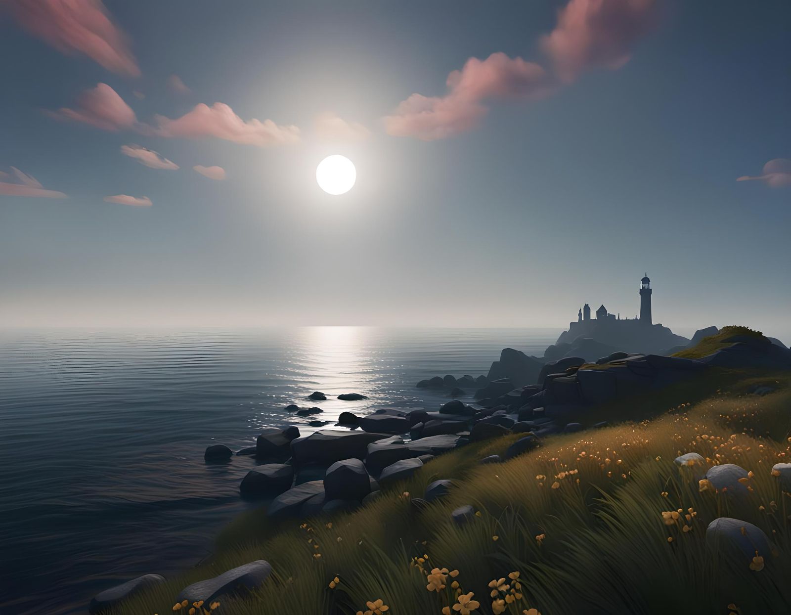 Colorful Ocean View Inspired by Friedrich, Rendered in Unrea...