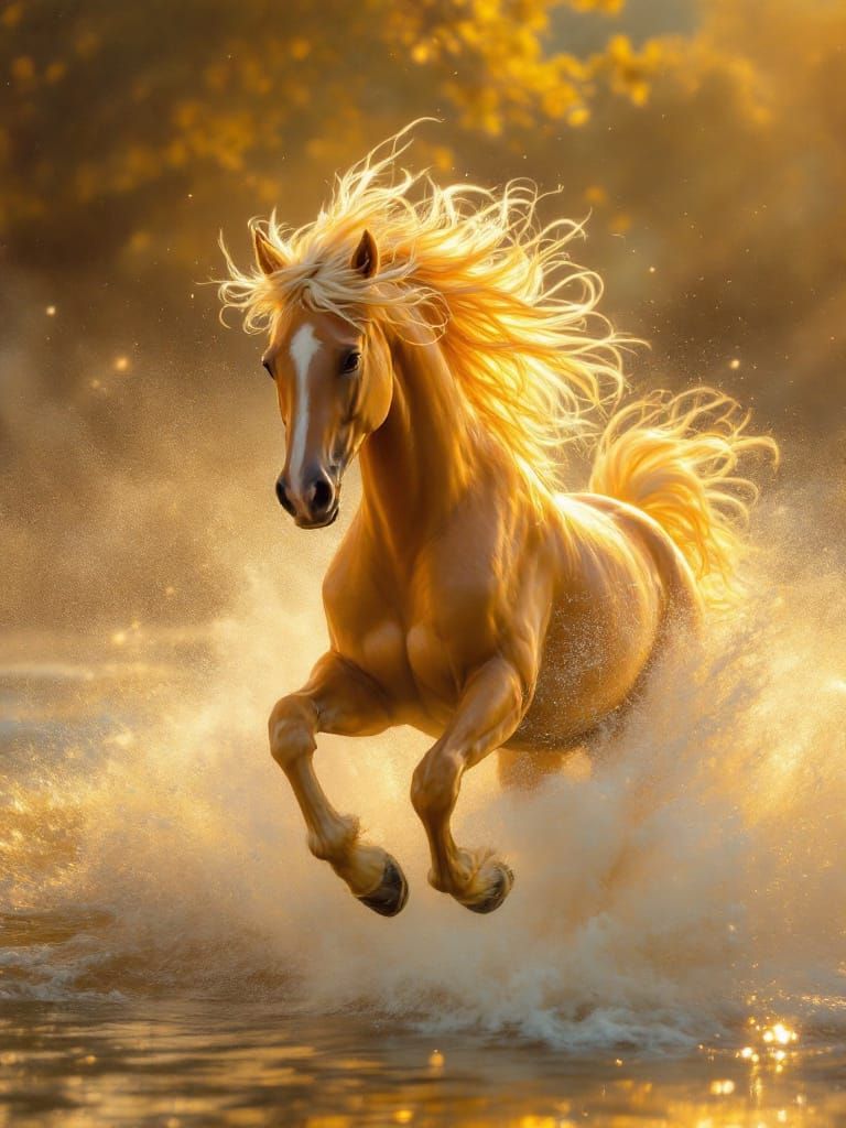 Nostalgic Summer Scene with Horse in Golden Light