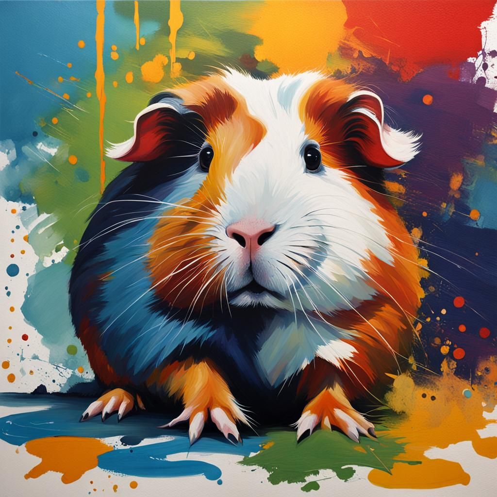 Guinea Pig Creates Abstract Art with Complementary Colors