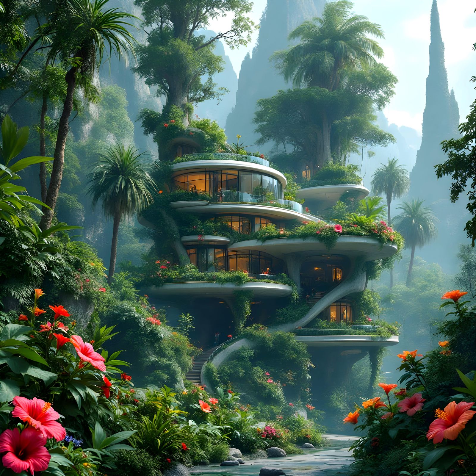 Futuristic Jungle House