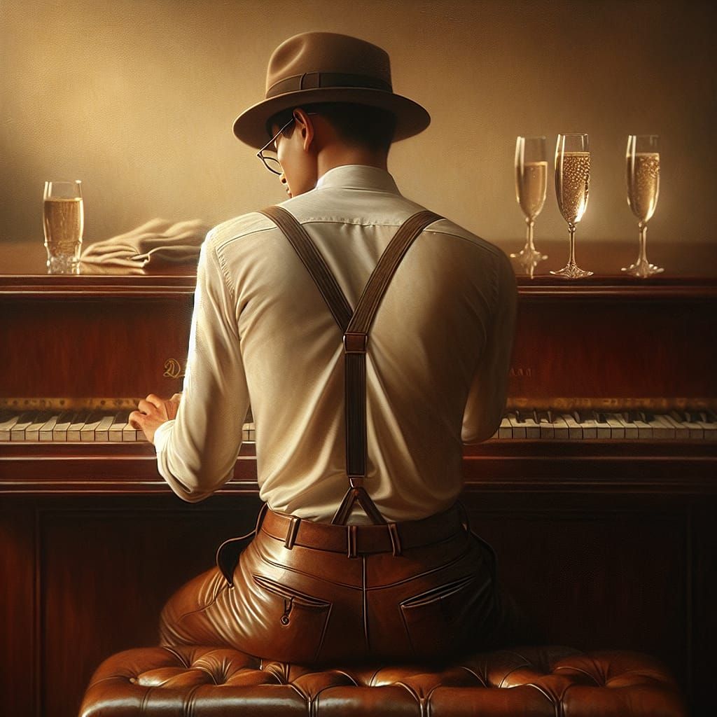 Refined Gentleman at the Grand Piano in Elegant Style