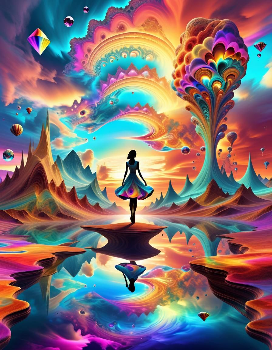 Psychedelic Fractal Landscape with Vibrant Colors
