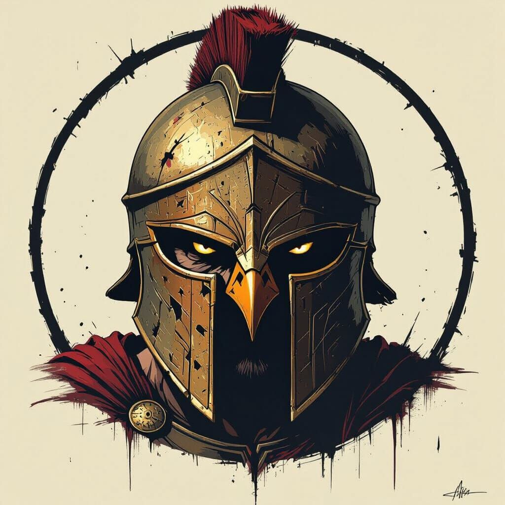Intense Spartan Helmet with Eagle Eyes