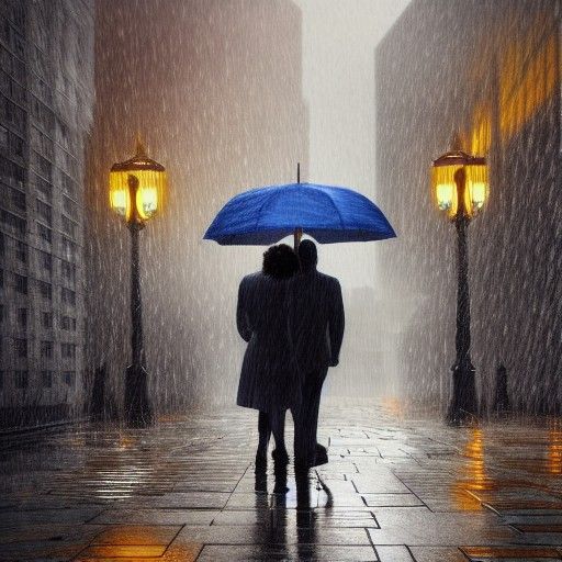 Couple Walking in Rain: Cinematic Photorealistic Artwork