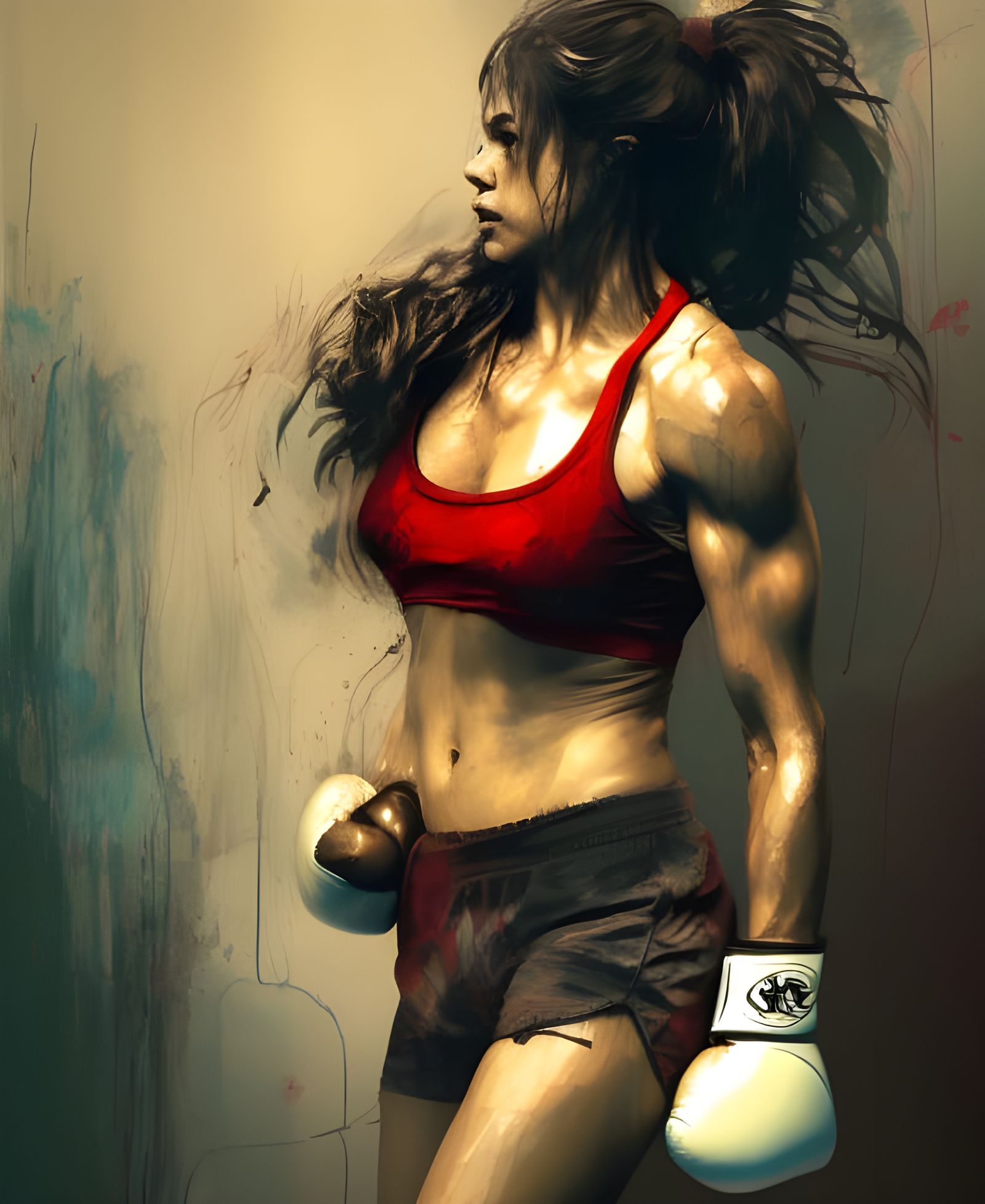 Female Fighter Portrait in Boxing Ring