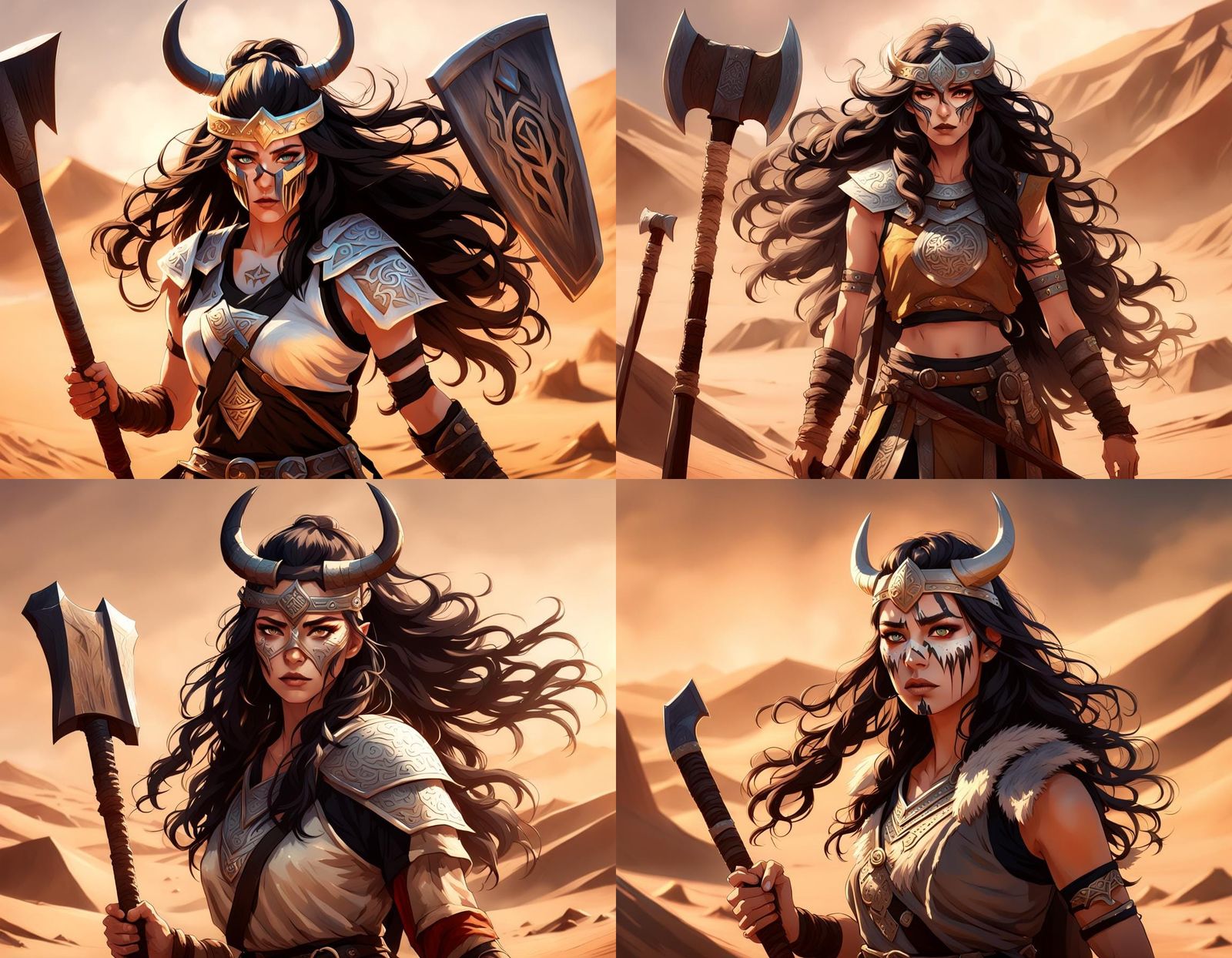 Fierce Viking Goddess in Anime Style