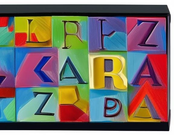 ALPHABET #A B C E F G H I J K L M N O P Q R S T U V W X Y Z # 3 D BOX IMAGES # BRILLANT COLORS #BROAD BRUSH STROKES