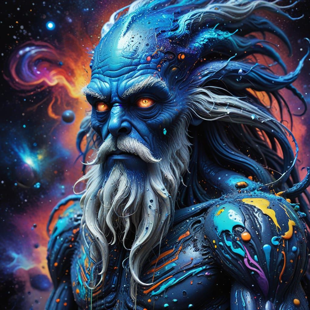 Wise Alien Portrait in Graffiti Art Style