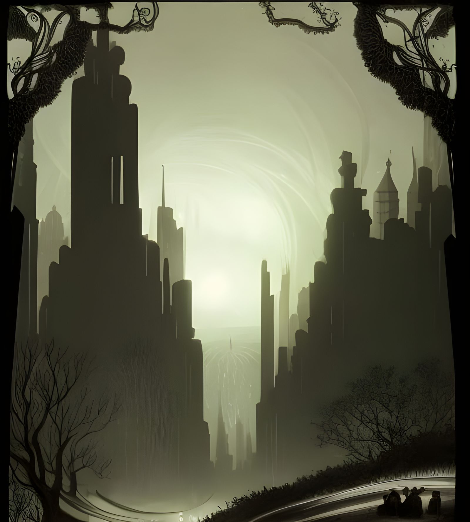 Alien Invasion in 1930s Chicago, Digital Painting