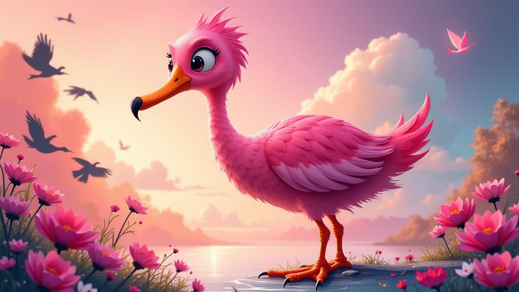 Vibrant Pink Gala Bird Portrait