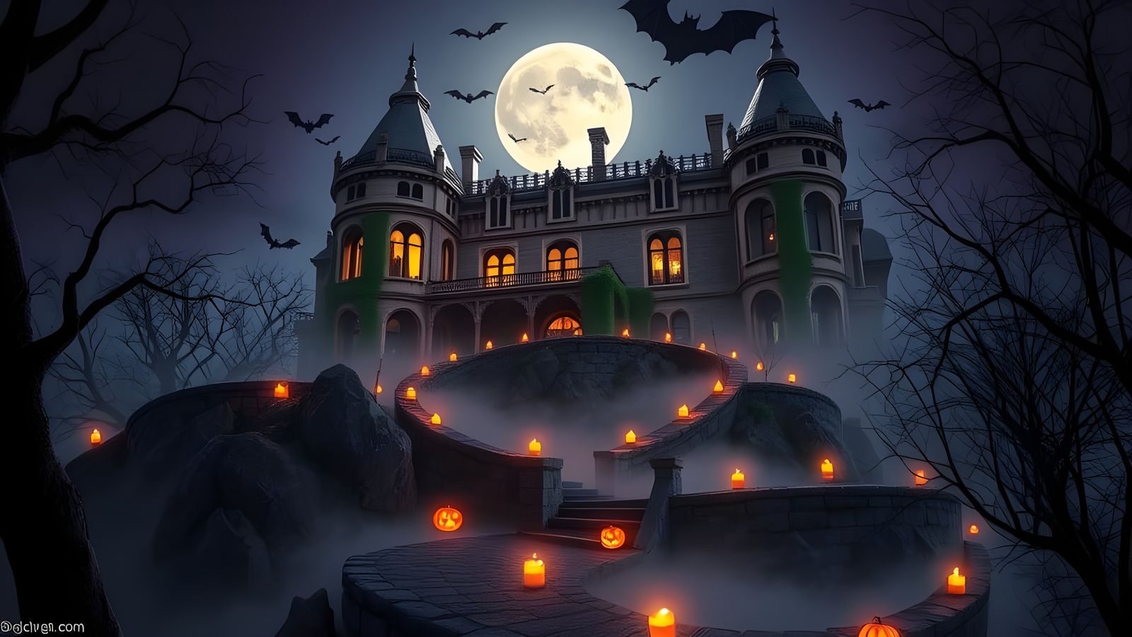 Eerie Haunted House on Halloween Night