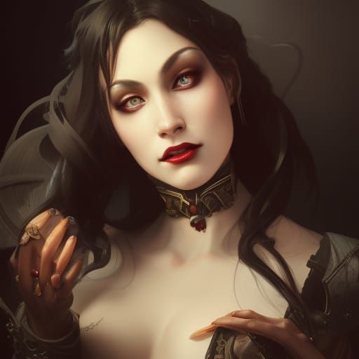 Countess Dracula Portrait in Hyperdetailed Style