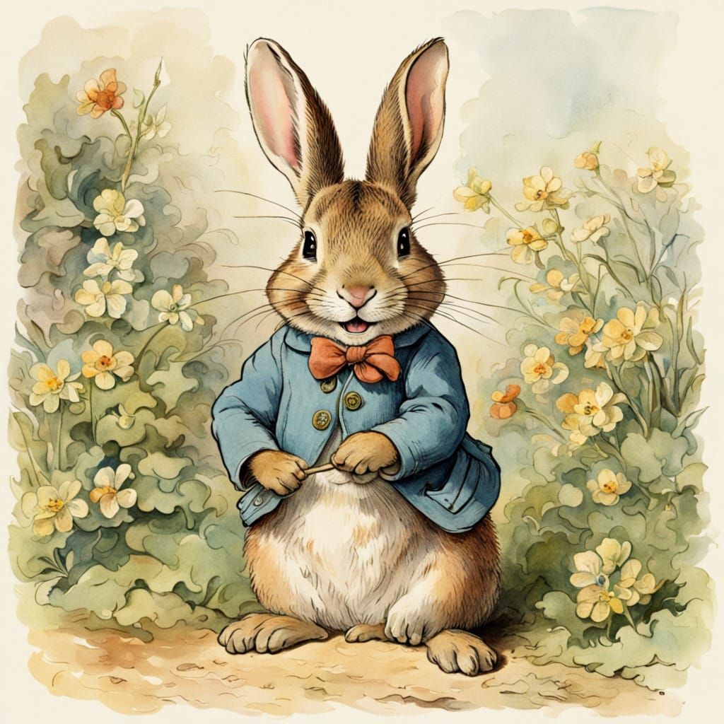 Laughing Bunny in Beatrix Potter Style
