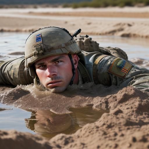 American Soldier Sinking in Quicksand: Professional Photogra...