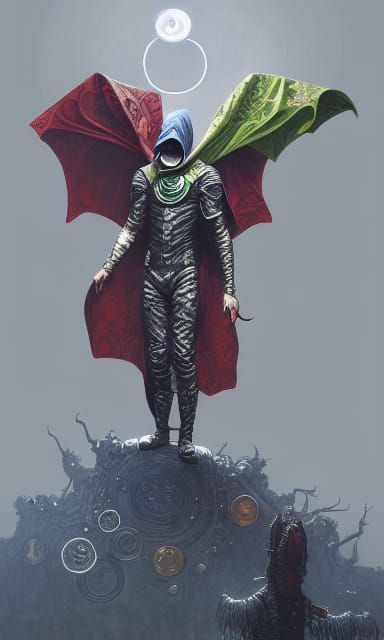 The Riddler as Aetherpunk Knight in Dystopian Japan