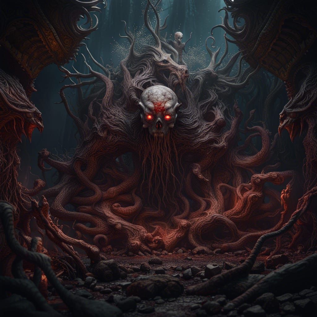 Fleshy Unborn God: Detailed Matte Painting