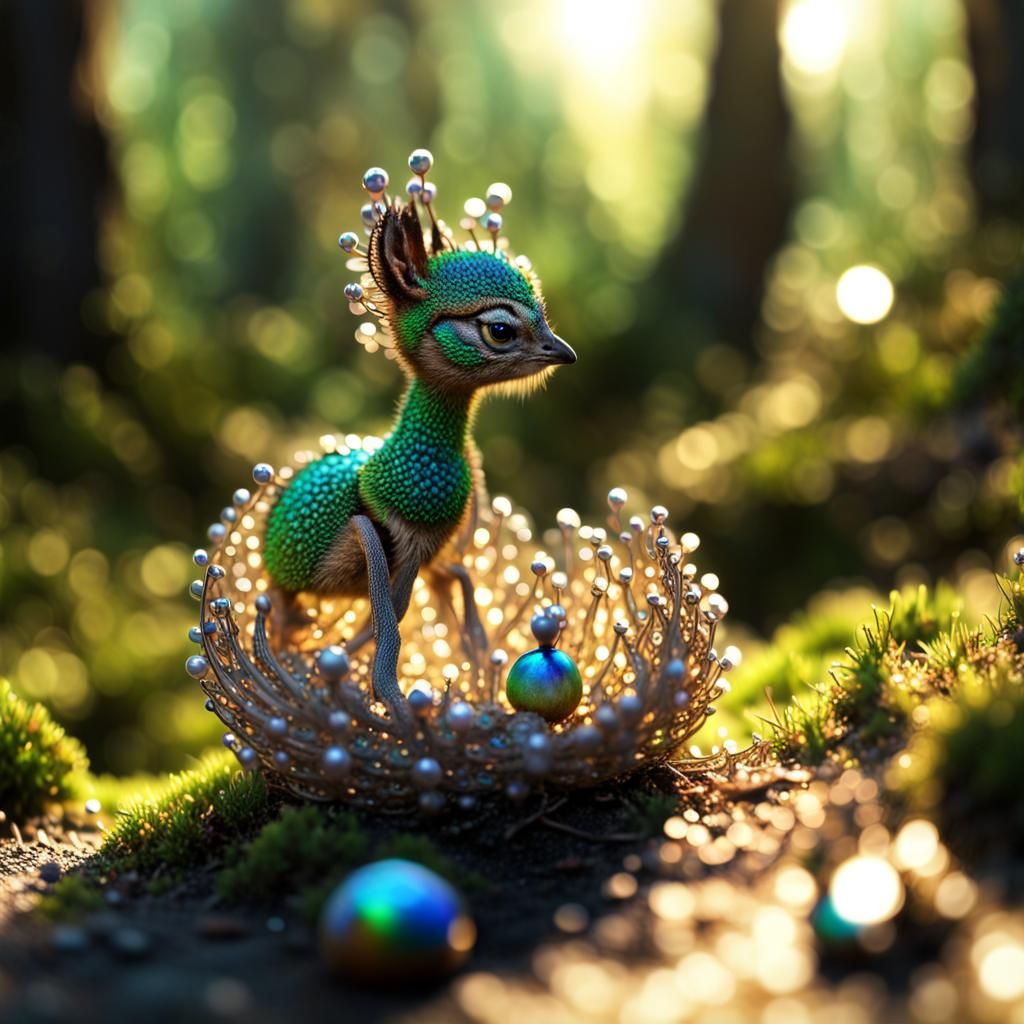 Sparkling Dragon-Lynx Hybrids in Backlit Forest: 3D Render
