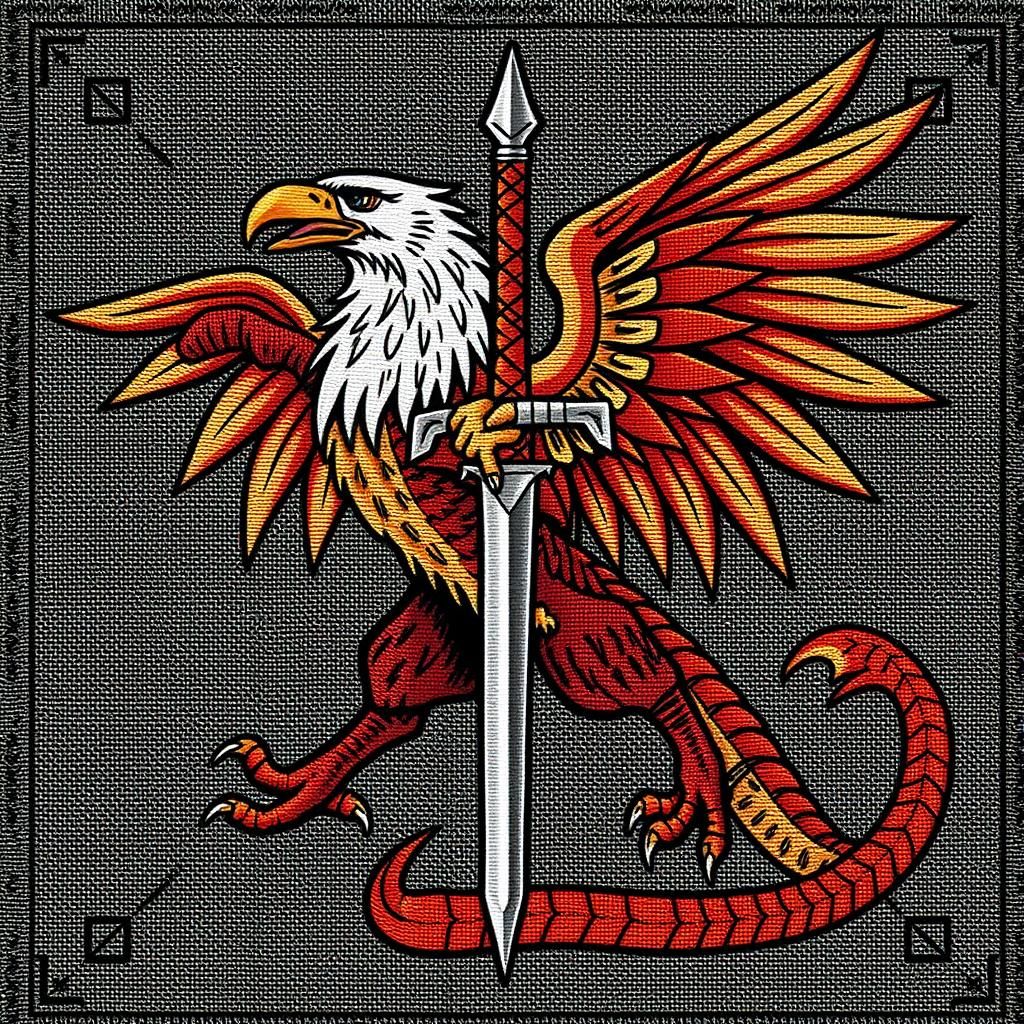 Heraldic Wyvern Eagle Hybrid on Intricate Tapestry