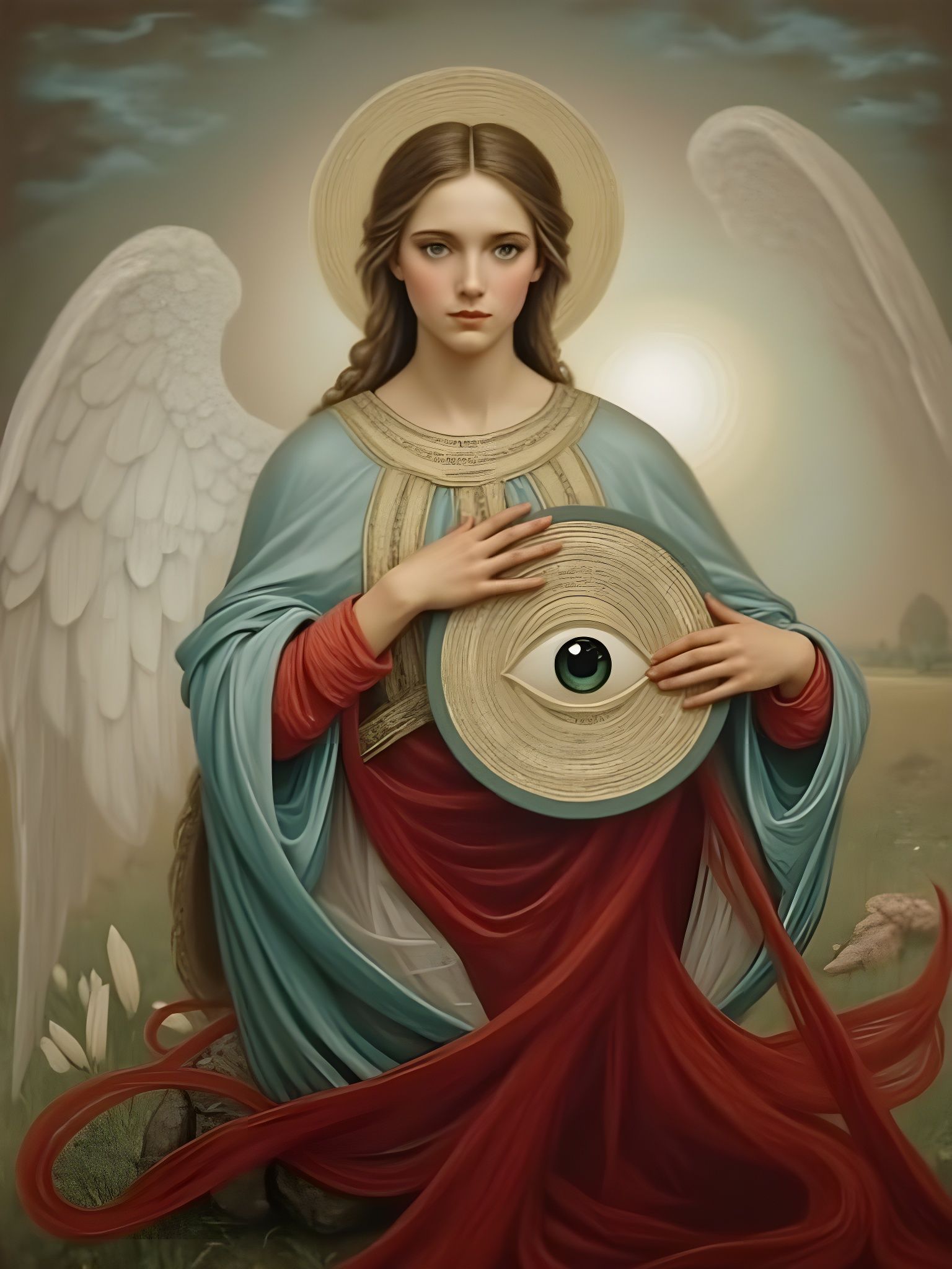 Mary Evil Eye Protection in Pre-Raphaelite Style
