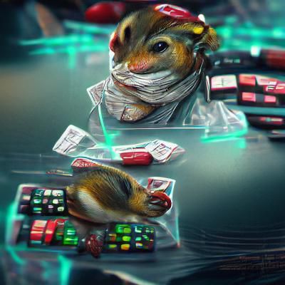 Cyberpunk Chipmunk Casino Dealer in Neon City