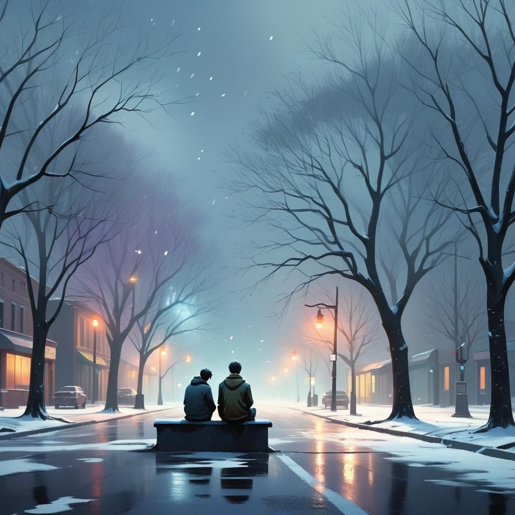 Heartbroken Man in Winter: Pixar 3D Digital Art