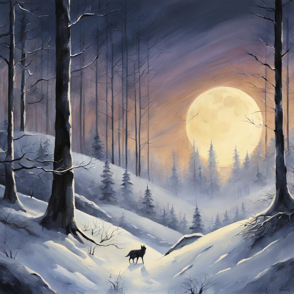 Serene Winter Forest in Soft Watercolor Brushstrokes