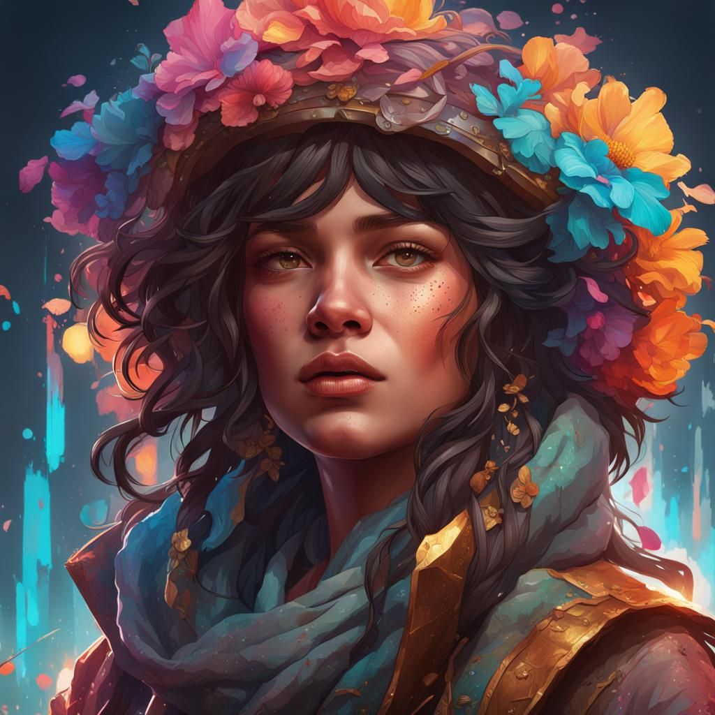 Detailed Portrait in Art Nouveau Style