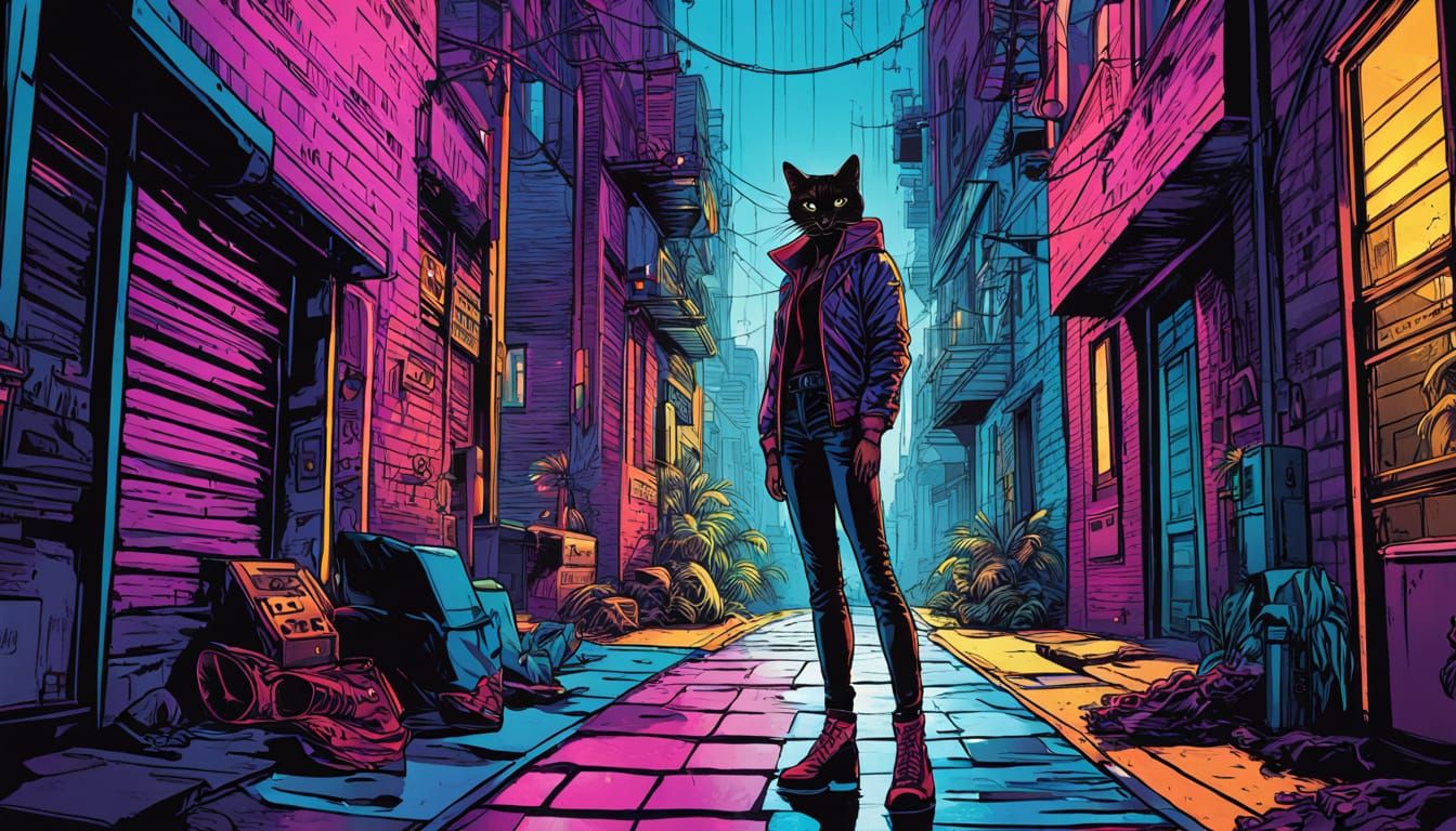 Killer Cat Queen in Urban Pop Art Style